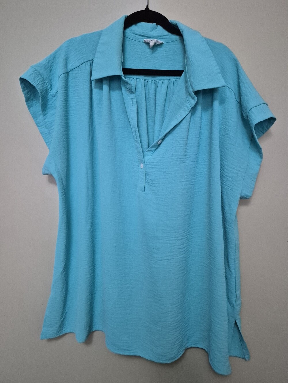 Andree By Unit 3x Women’s Turquoise Short Sleeve Collared Top